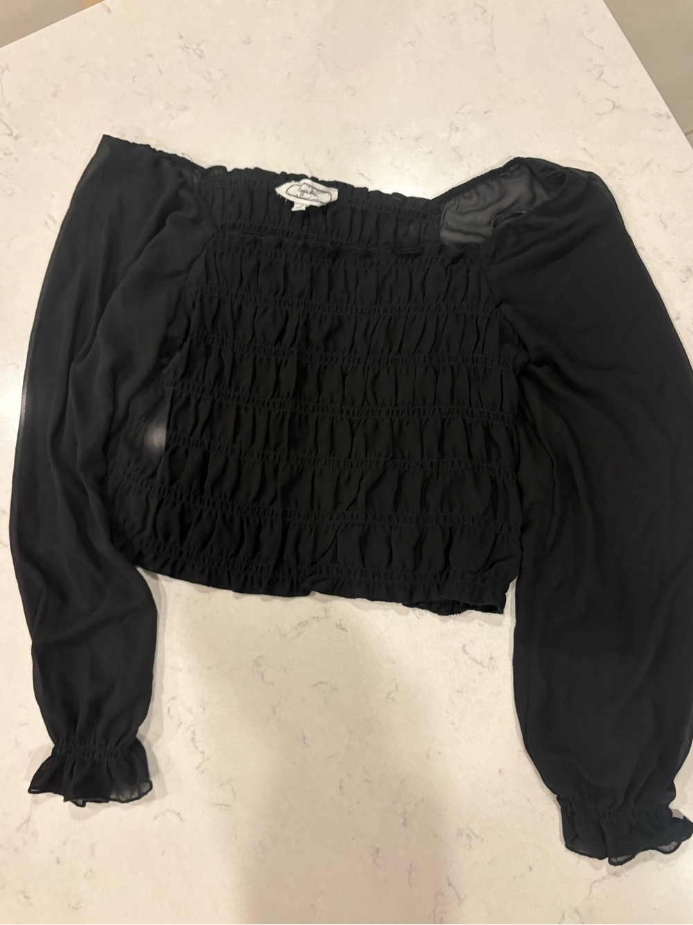 Ripple Junction Black Smocked Off-Shoulder Blouse